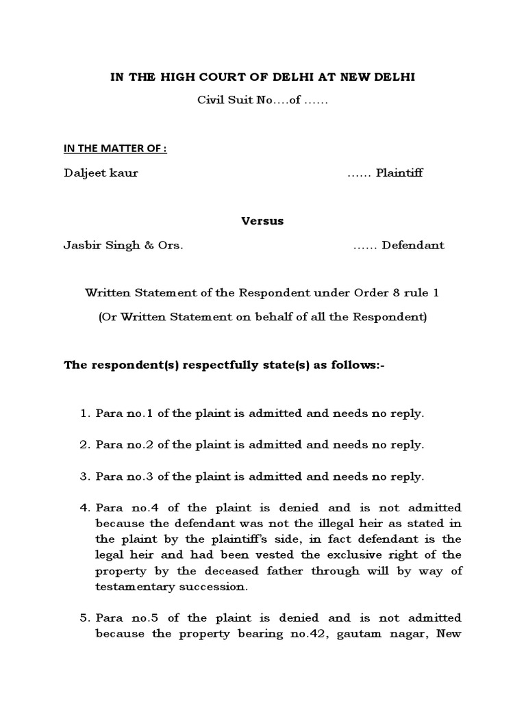 Written Statement in Civil Suit Case | PDF | Forgery | Public Law