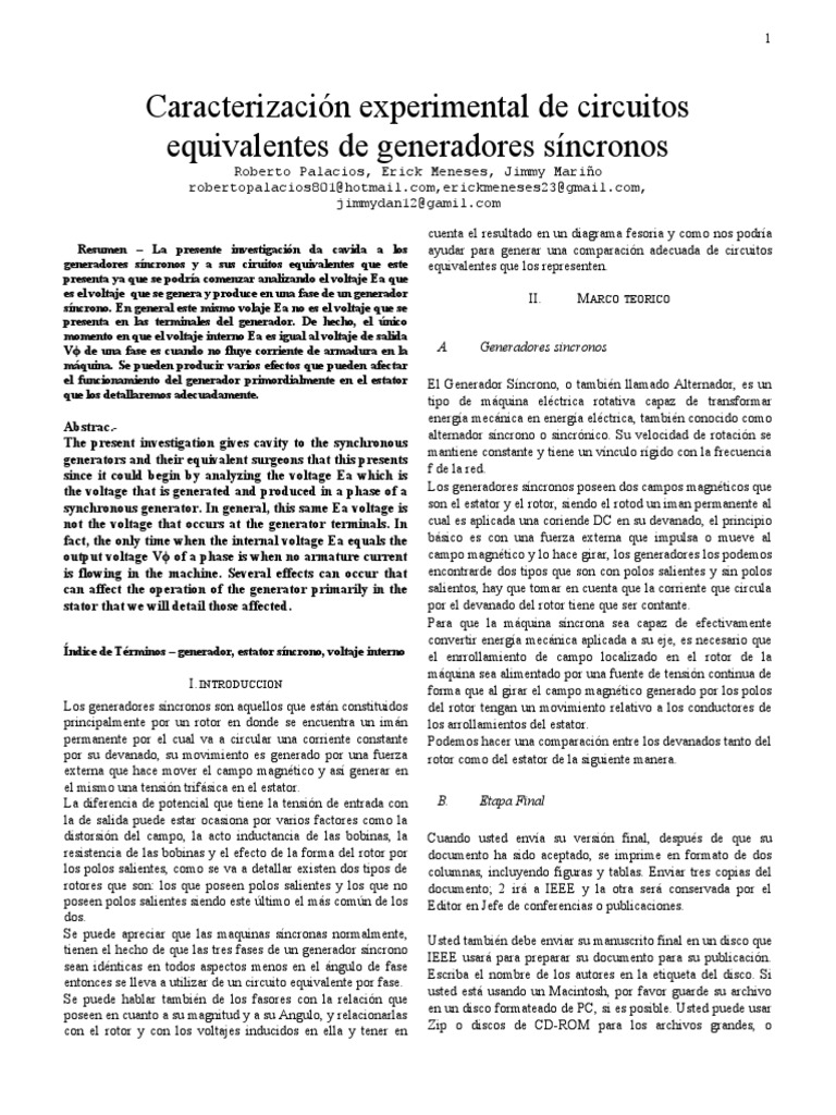 Formato Presentacion Documentos Normas Ieee | PDF | Generador eléctrico ... 