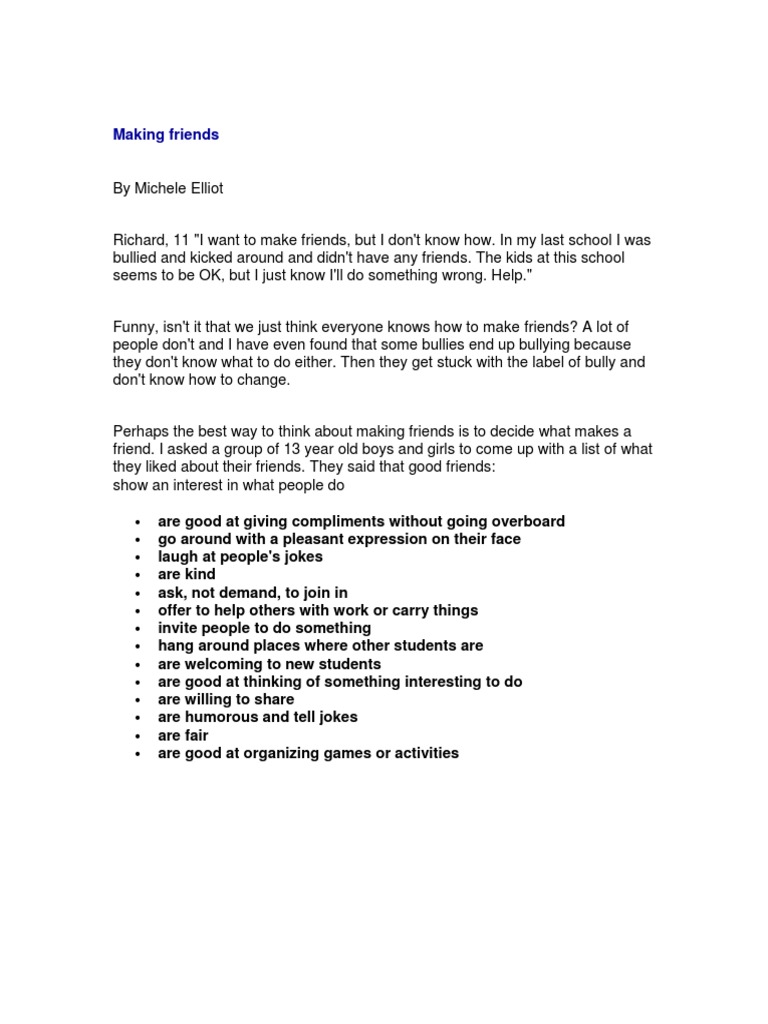 Making Friends | PDF | Friendship