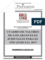 CUADRO DE VALORES DE LOS ARANCELES JUDICIALES PARA EL AÑO JUDICIAL 2017