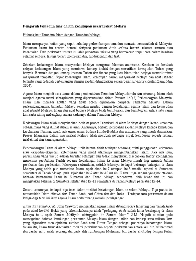 Pengaruh Tamadun Luar Dalam Kehidupan Ma Pdf