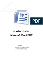 Introduction To Microsoft Word 2007