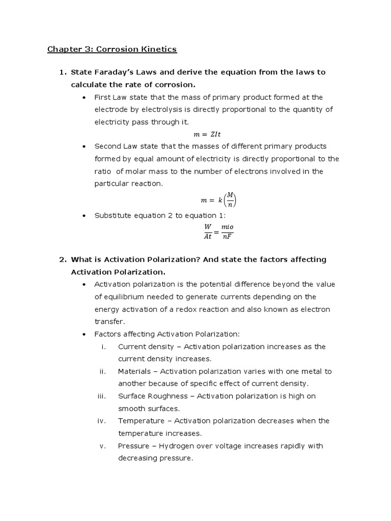 Chapter 3 Corrosion Kinetics | Download Free PDF | Anode | Corrosion