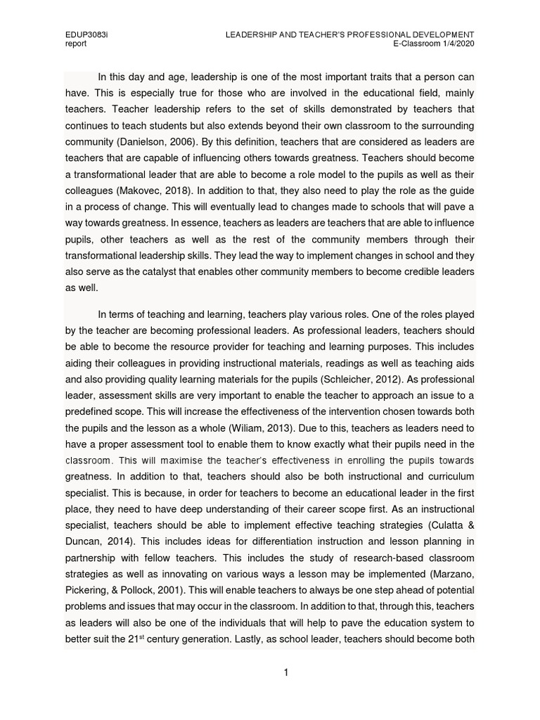 Teacher Leadership for School Change | PDF | Teachers | Mentorship