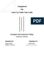 Assignment On Start Up Under One Lakh: Kantipur International College