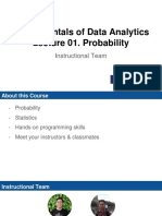 Fundamentals of Data Analytics Lecture 01. Probability: Instructional Team