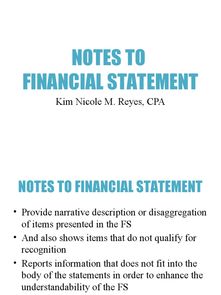 Financial Statement Notes Overview | PDF | Financial Statement ...