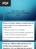 Tribunal Test English For Beginners 2020