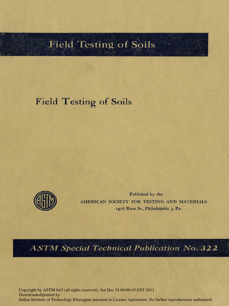 Field Testing of Soils STP322 PDF Dam Soil