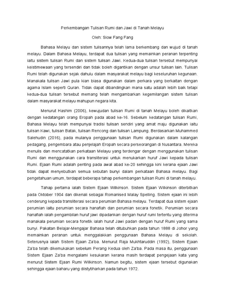 Perkembangan Tulisan Rumi Dan Jawi Di Tanah Melayu | PDF