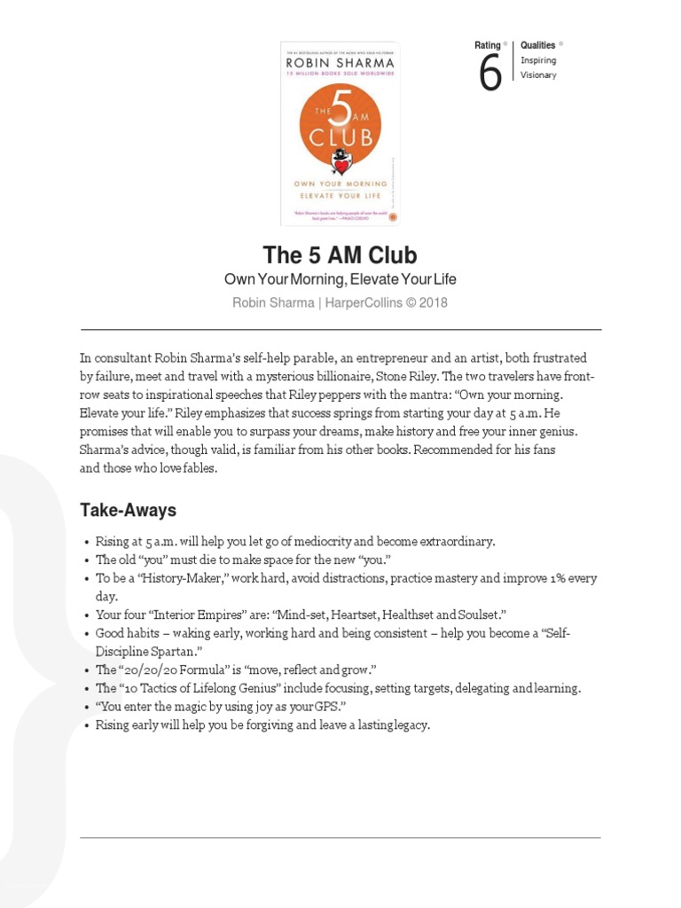 5am Club Worksheets - Studying Worksheets