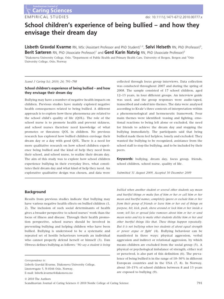 School Kids' Bullying Insights | PDF | Bullying | Friendship