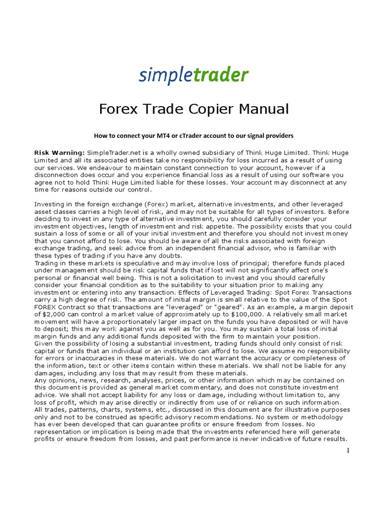 Forex Trade Copier Manual How To Connect Your Mt4 or Ctrader Account To Our Signal Providers