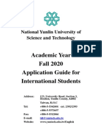 Academic Year Fall 2020 Application Guide For International Students
