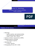 Lecture 11: Matchings: Definitions. Hall'S Theorem and Sdrs. Perfect Matchings