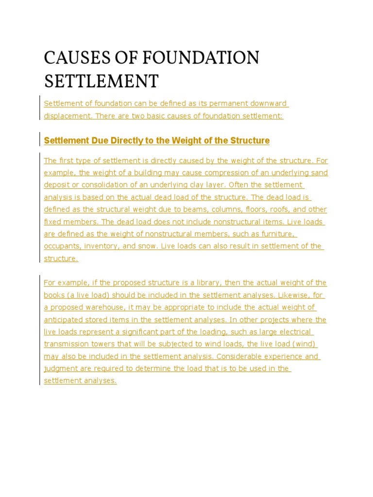 Understanding Foundation Settlement Causes | PDF | Natural Materials ...