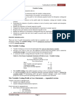 The Variable Costing: Profit Modelling