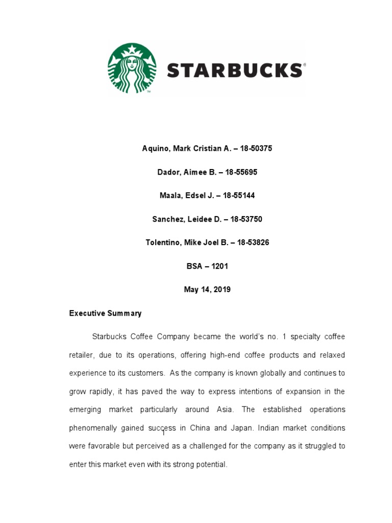 Starbucks Final Pdf Starbucks Coffee