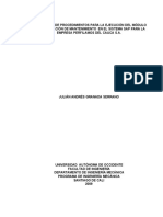 Desarrollo de Procedimientos para La Ejecución Del Modelo de Planificación de Mantenimiento en El Sistema SAP para La Empresa Perfilamos Del Cauca S.A