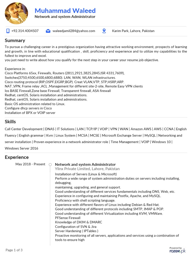 Network Admin Career Profile | PDF | Virtual Private Network | Firewall ...