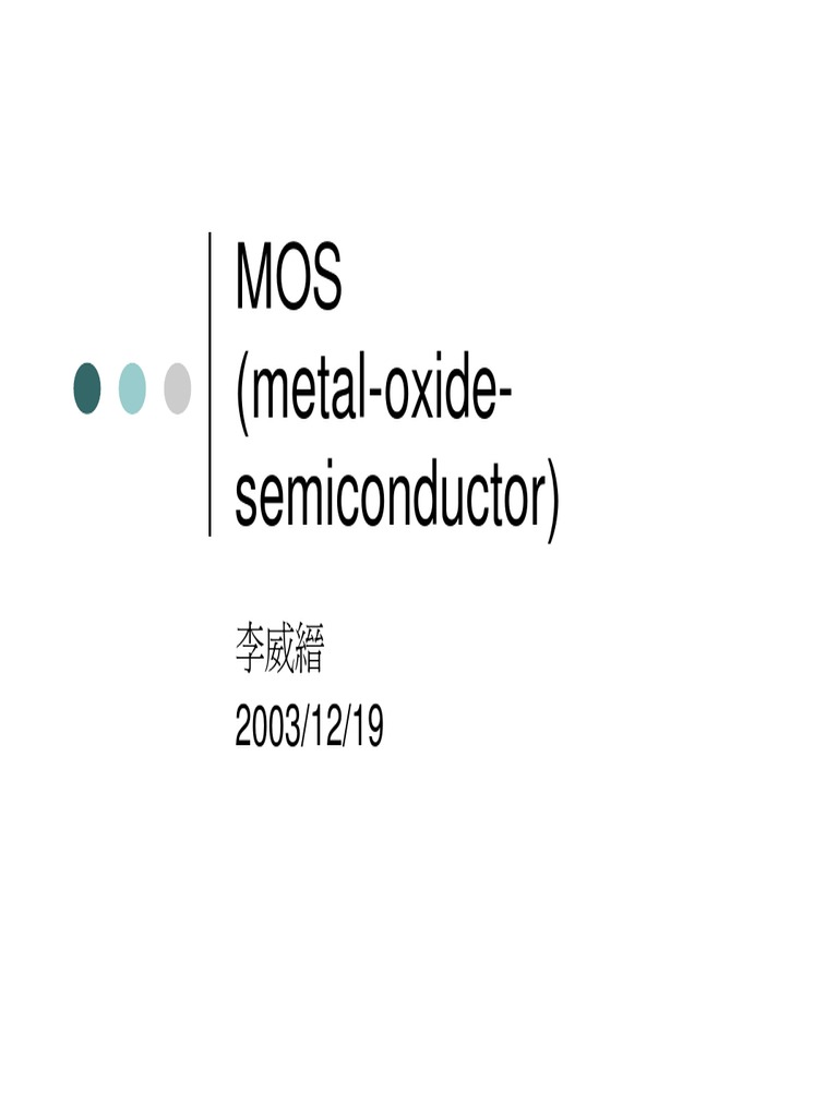 MOS (MetalOxideSemiconductor) PDF Mosfet Semiconductors