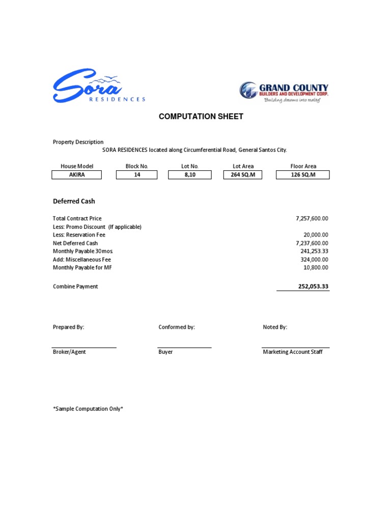 Deferred Cash Payment Breakdown | PDF