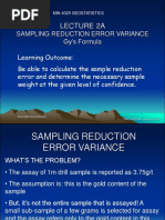 Lecture 2A: Sampling Reduction Error Variance Gy's Formula