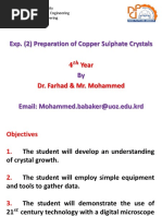 Exp. (2) Preparation of Copper Sulphate Crystals: Year Dr. Farhad & Mr. Mohammed