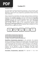 Lecture # 1: Evolution of OOP