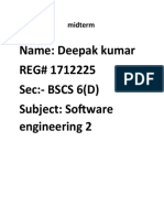 Name: Deepak Kumar REG# 1712225 Sec:-BSCS 6 (D) Subject: Software Engineering 2