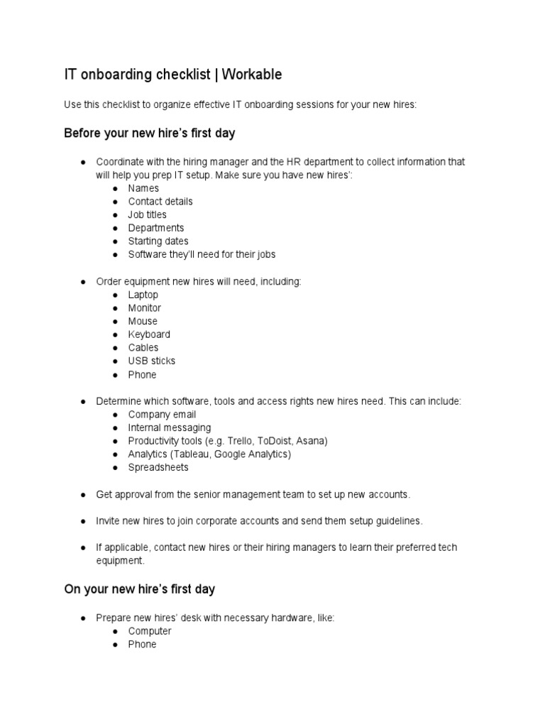 IT Onboarding Checklist | PDF | Computer Hardware | Analytics