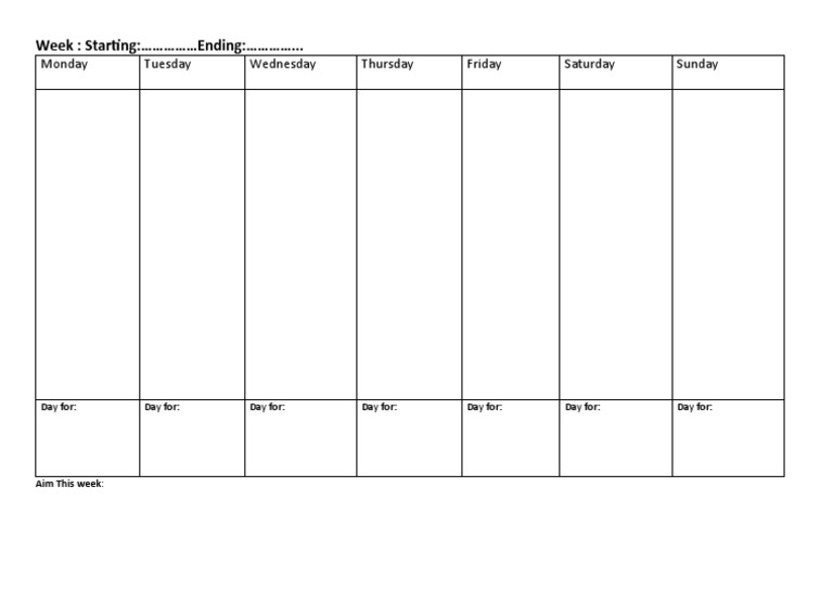 Personal Week Plan | PDF