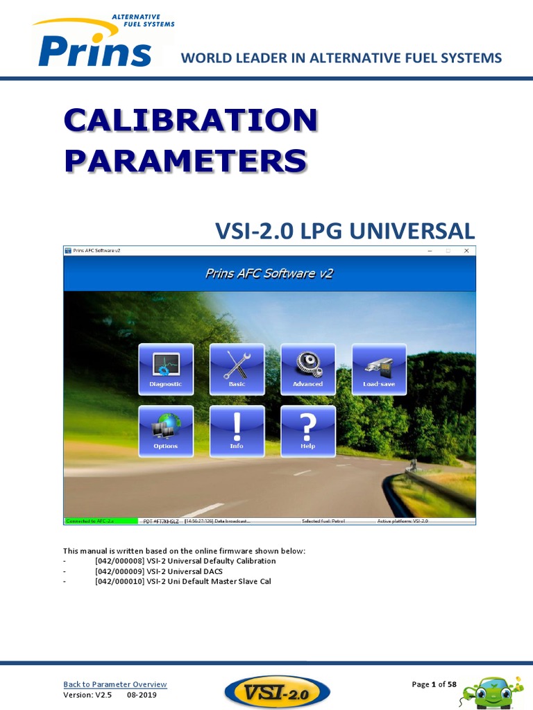 Calibration Parameters: Vsi-2.0 LPG Universal | PDF | Fuel Injection ...