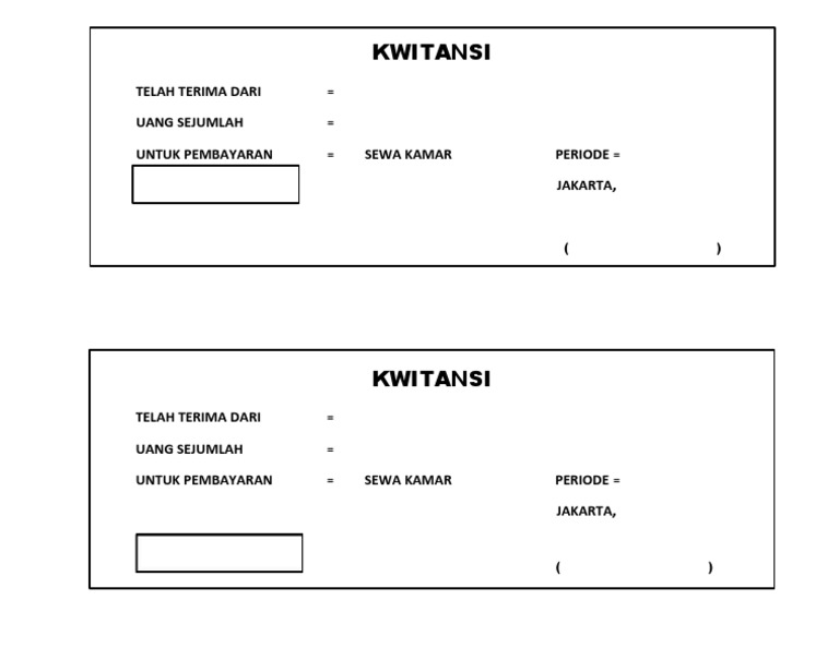 Contoh Kwitansi Sewa Kamar Kos | PDF