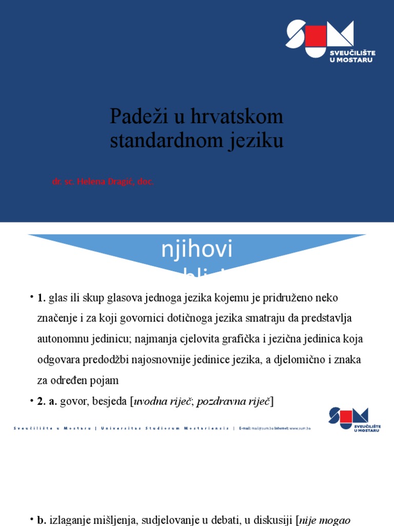 Padezi U Hrvatskome Standardnom Jeziku 2020.1 PDF