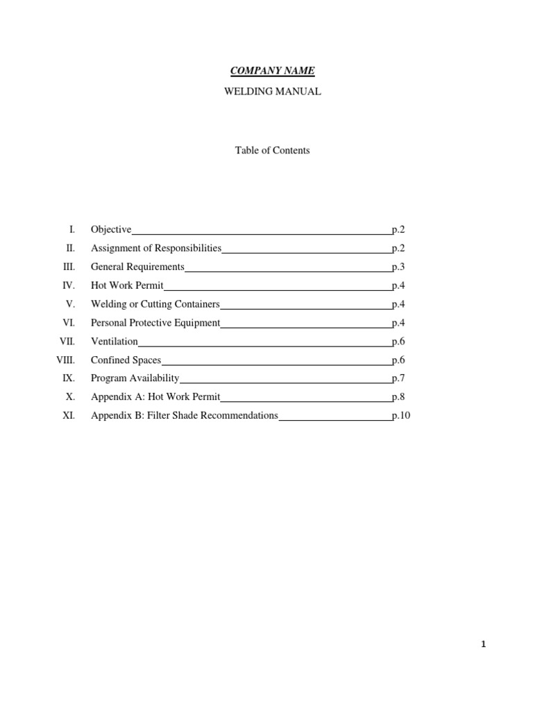 Company Name Welding Safety Manual A Comprehensive Guide to Welding Procedures and Personal