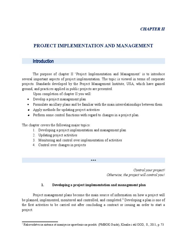 Project Implementation And Management: Chapter Іі | PDF | Project ...