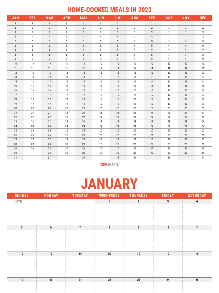 Cook Smarts 2020 Meals Made Calendar PDF
