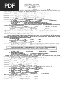 4th Grading Test ENGLISH G7
