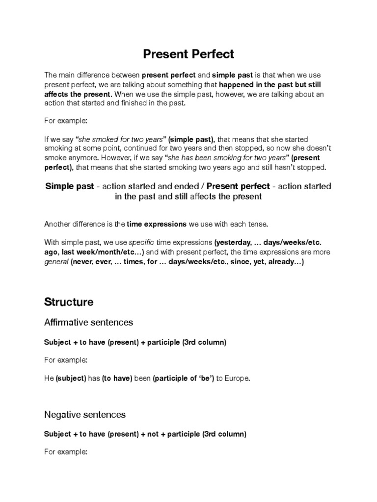 Present Perfect | PDF