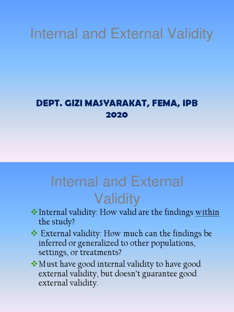 Internal vs External Validity Explained | PDF | Confounding ...
