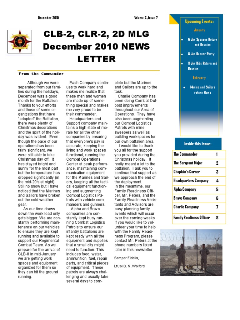 CLB-2 FWD December Newsletter | PDF | United States Marine Corps ...