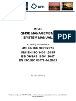Qhse Management System Manual: UNI EN ISO 9001:2015 UNI EN ISO 14001:2015 BS OHSAS 18001:2007 EN ISO/IEC 80079-34:2012