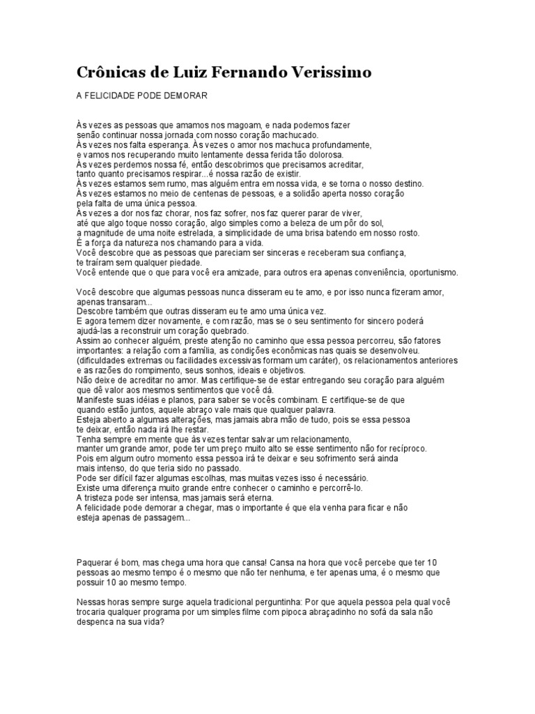 Crônicas de Luiz Fernando Verissimo | PDF | Humano | Amor