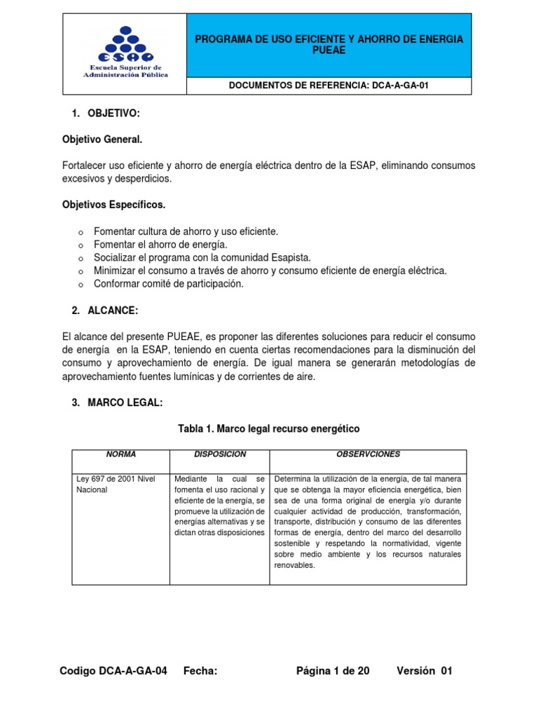 Programa de Ahorro y Eficiencia Energética | PDF | Uso eficiente de ...