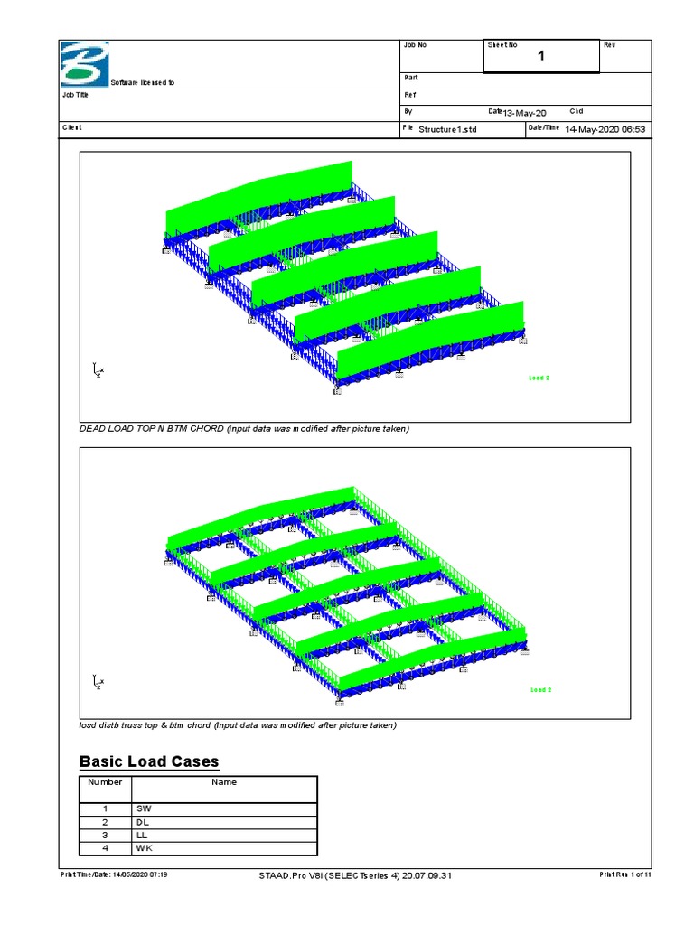 Basic Load Cases: Job No Sheet No Rev | Download Free PDF | Computing ...