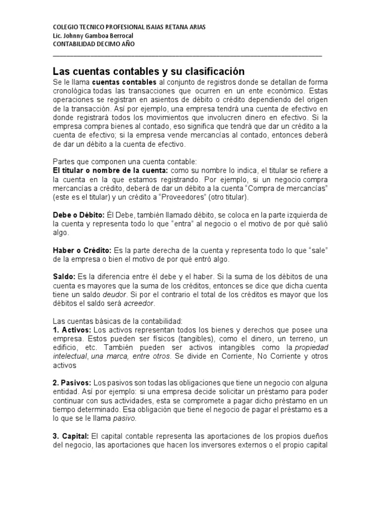 Cuentas Contables y Clasificación | PDF | Estado de resultados ...