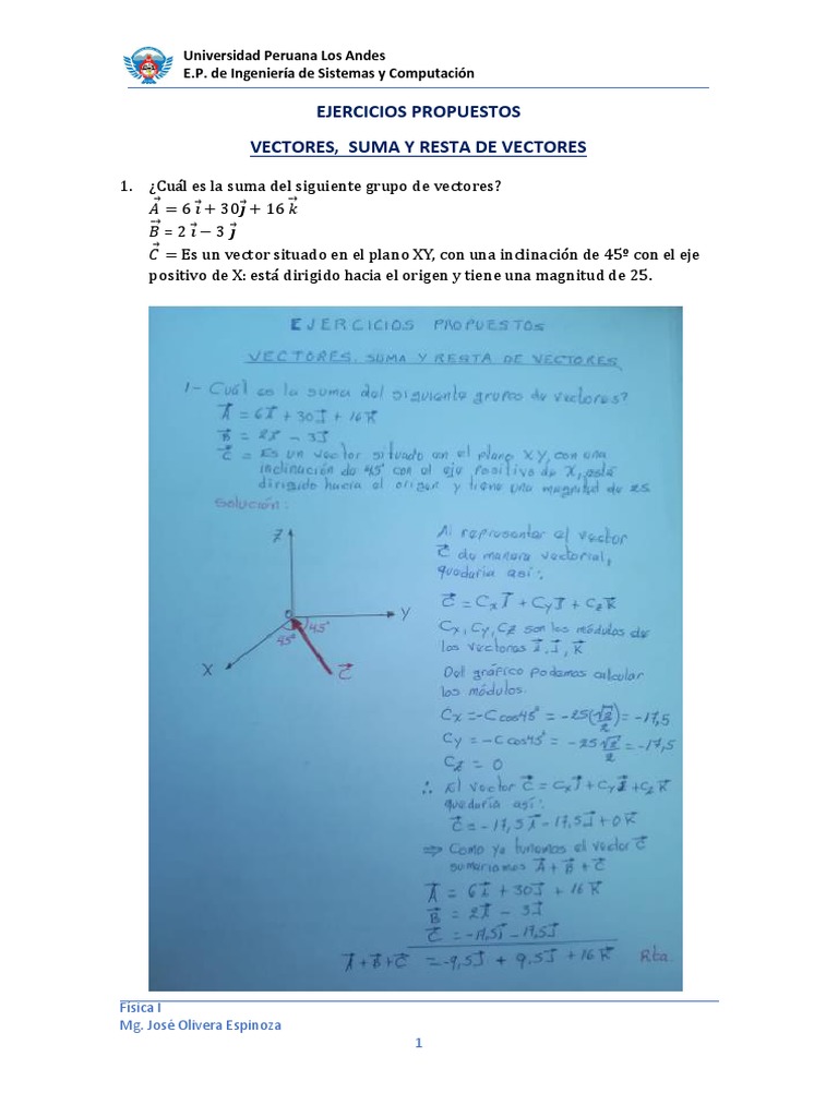 Ejercicios Resueltos: Suma y Resta de Vectores | PDF | Vector ...