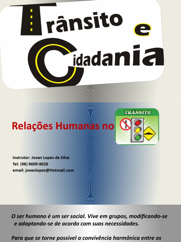 Relações Humanas no Trânsito | PDF | Tráfego | Transporte