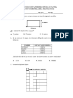 Evaluación matemáticas grado 4to Nuestra Señora Fatima